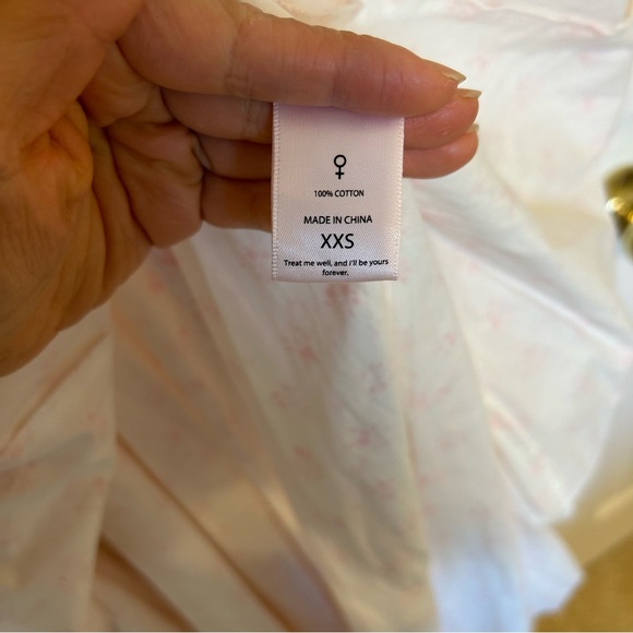 Selkie Parfait Poet Pink White Floral Midi Day Dress Puff Sleeves XXS - Picture 13 of 15